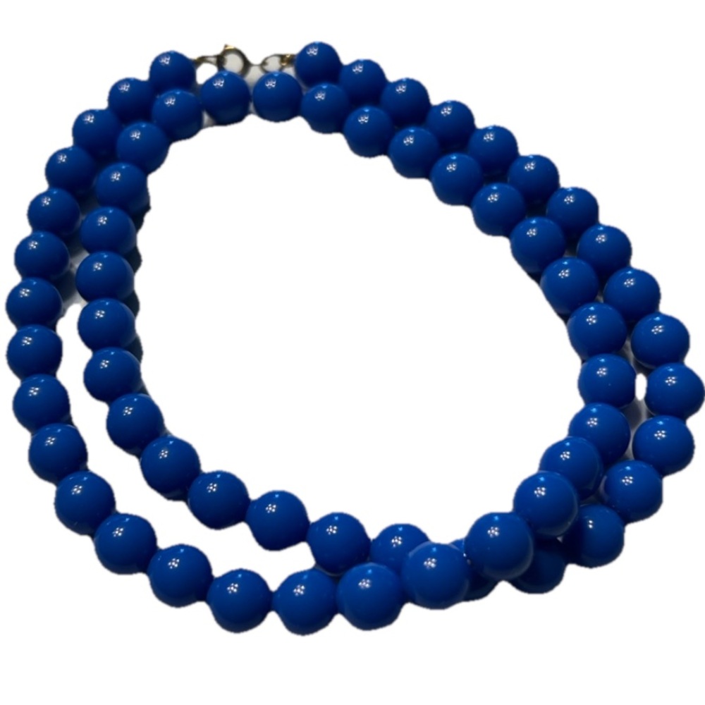 Blue Bead 24 Inch Necklace Vintage 80s